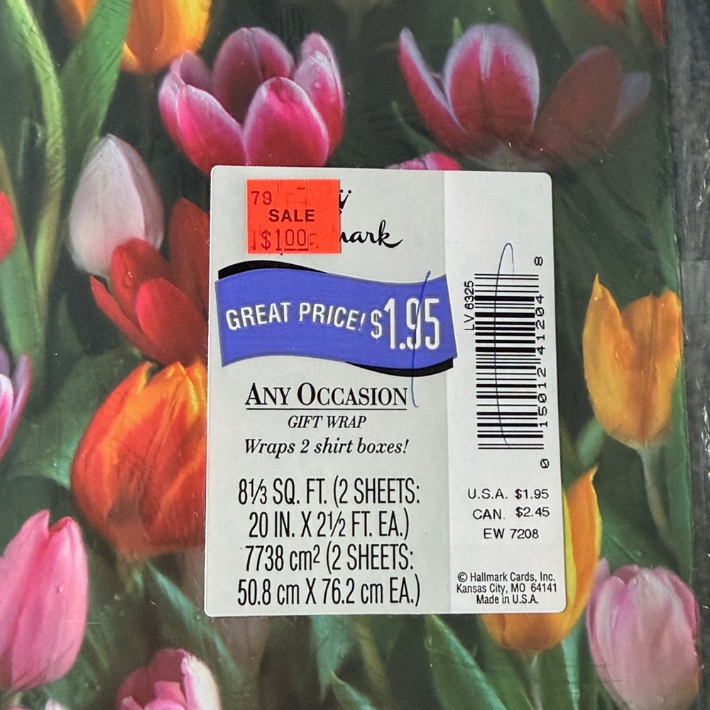 5/$25 VINTAGE Birthday Wrapping Paper Floral Spring Tulips - Picture 2 of 2